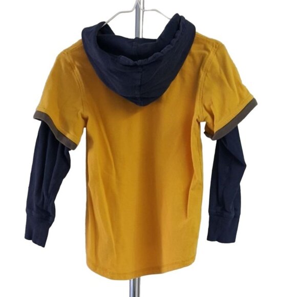 2/$15 Sonoma Hooded Shirt Yellow Size 5 Medium Mock Layer Varsity Long Sleeve - Picture 4 of 6